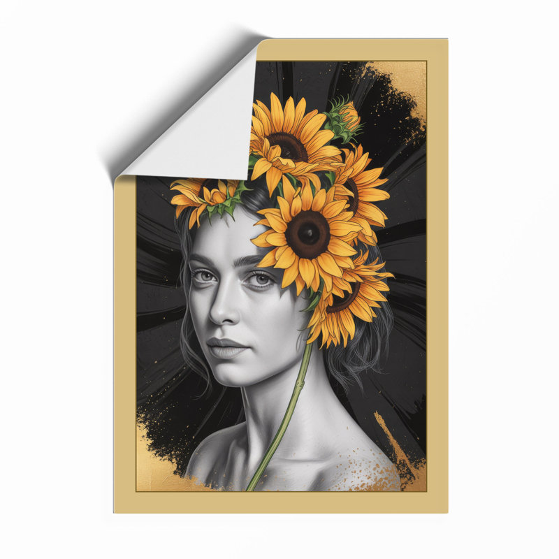 Sunflower Crown Boho - Framed Print, A1 - 84.1 x 59.4 cm, Unframed