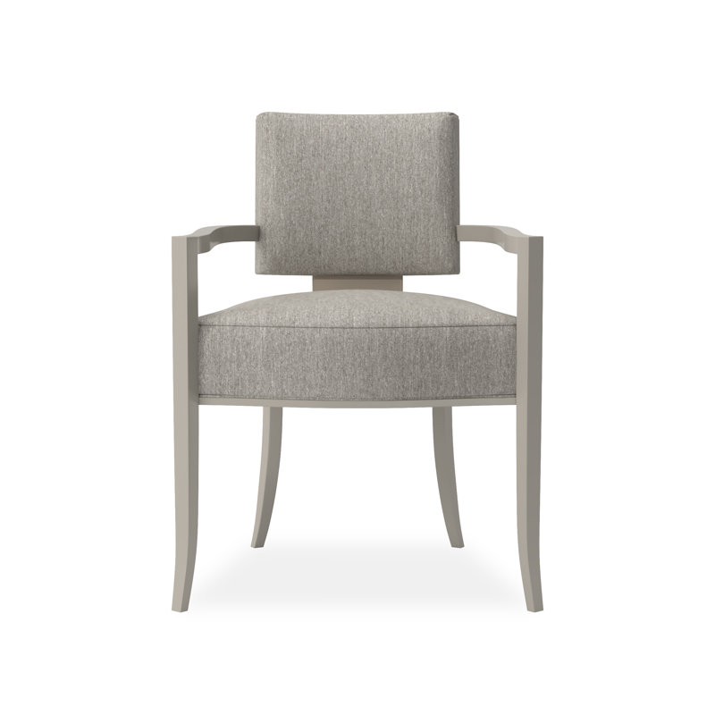 Caracole Classic Upholstered Arm Chair, Pearl/Gold, Gray