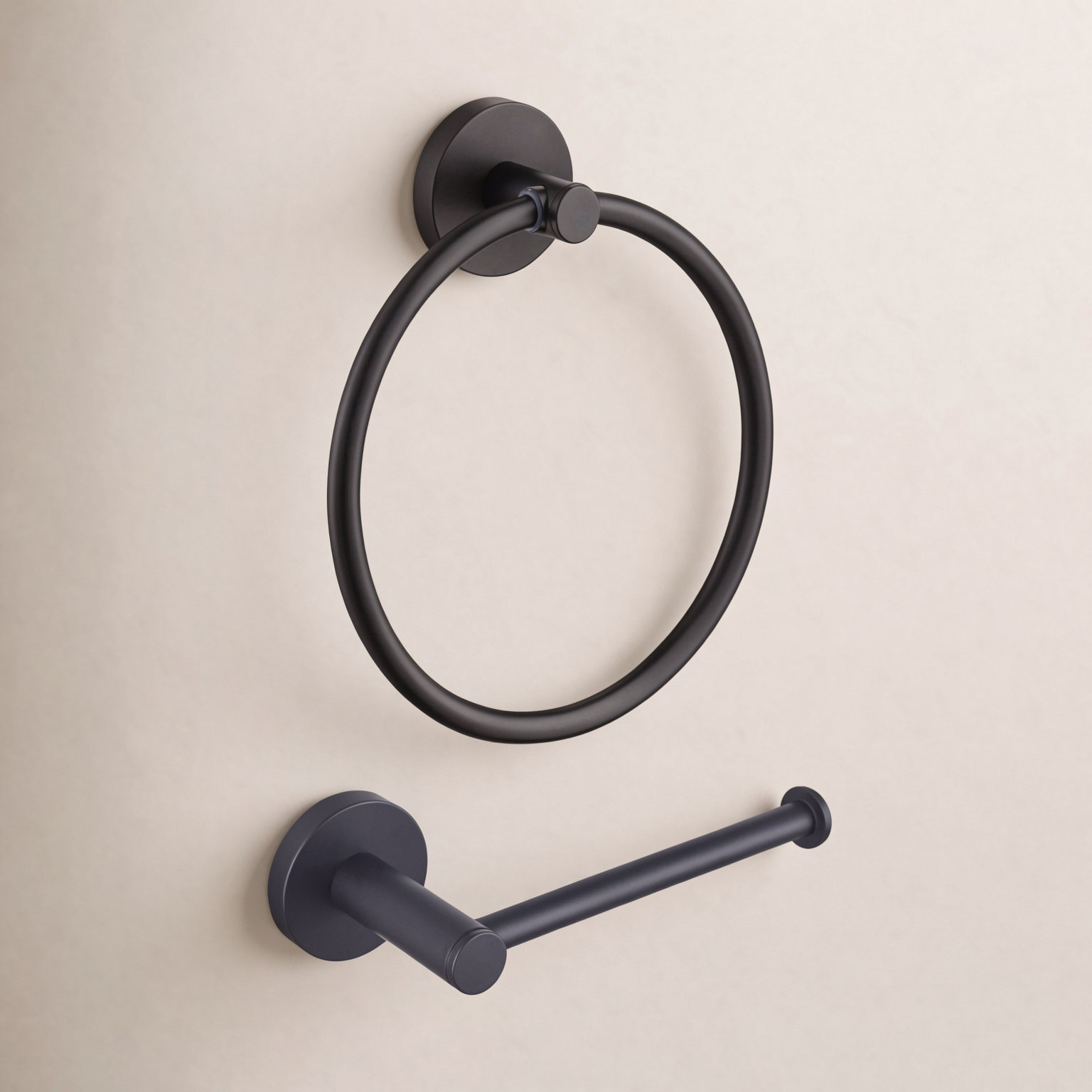 Circular 2-Piece Bathroom Hardware Set, Matte Black
