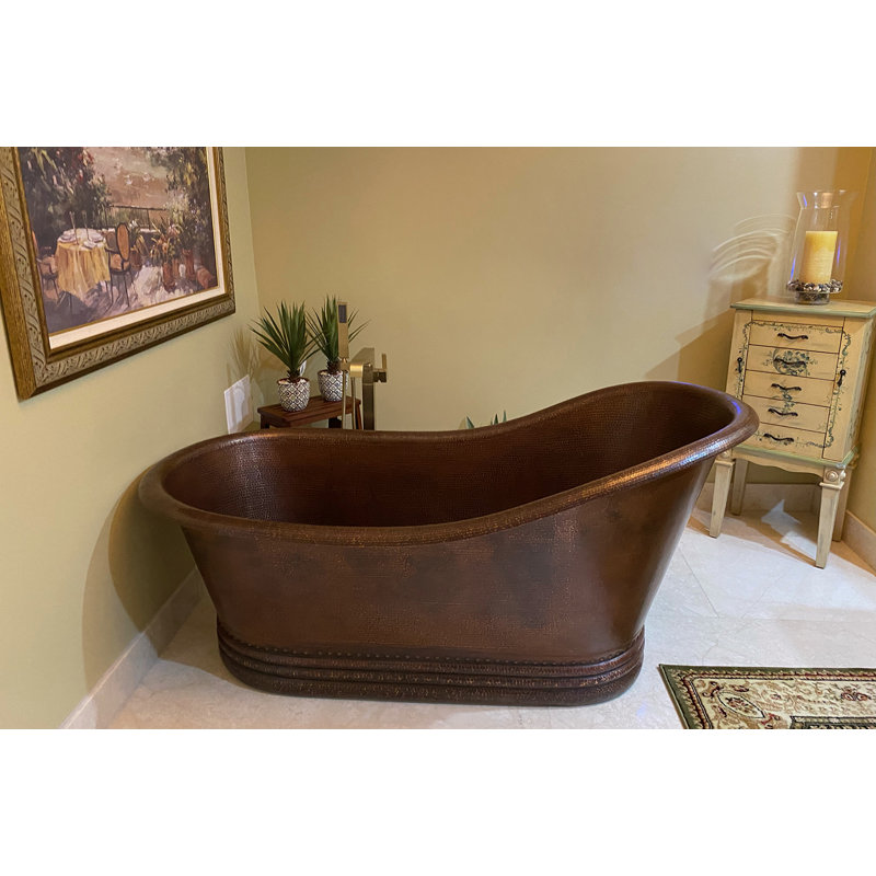 Baignoire 67 po en cuivre martelé