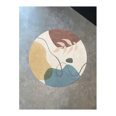 Multicolored Mixed Shape Floral Patterned Creative Modern Woven Base Round Decorative Carpet