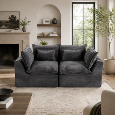 Canapé d'angle modulaire surdimensionné Cloud Couch de 190 cm de large, véritable canapé confortable et relaxant avec assise large et profonde, en tissu velours côtelé, 2 places.