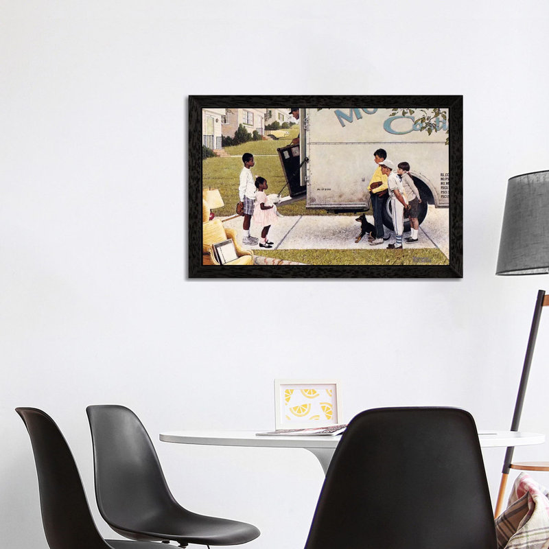 Moving In (New Kids In The Neighbourhood) by Norman Rockwell - Print on Canvas, 66.04 cm H x 45.72 cm W, Black Framed