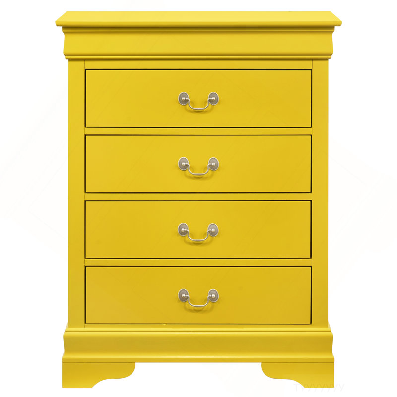 Phillipe 4 Drawer Chest , Yellow, Yellow