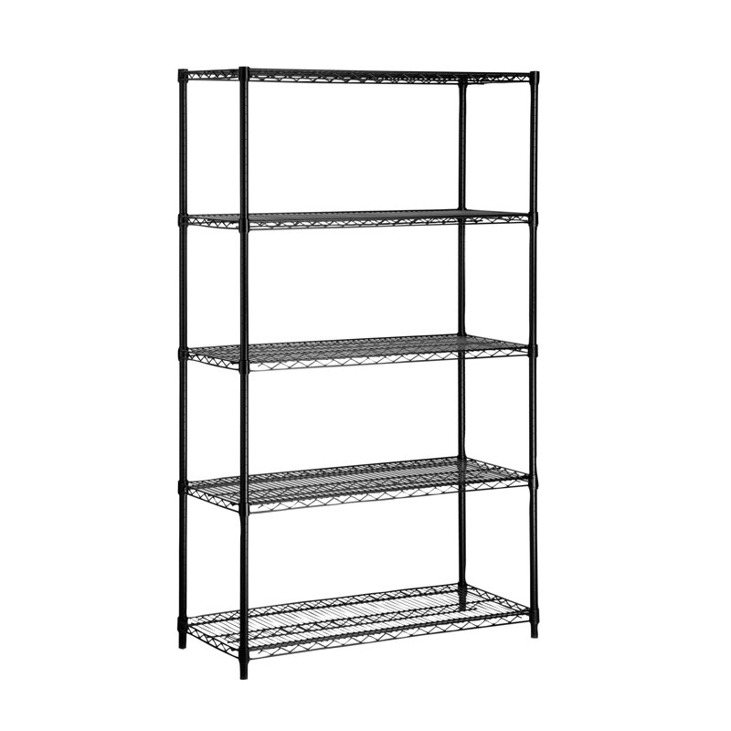 Heavy-Duty Black Steel 5-Tier Garage Shelving Unit, 800 lbs Capacity