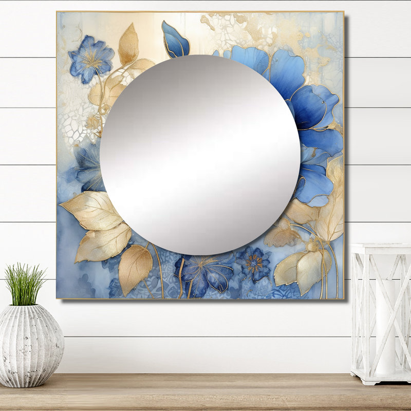 Debraa - Art mural miroir carré pour salle de bain, 23 po x 23 po