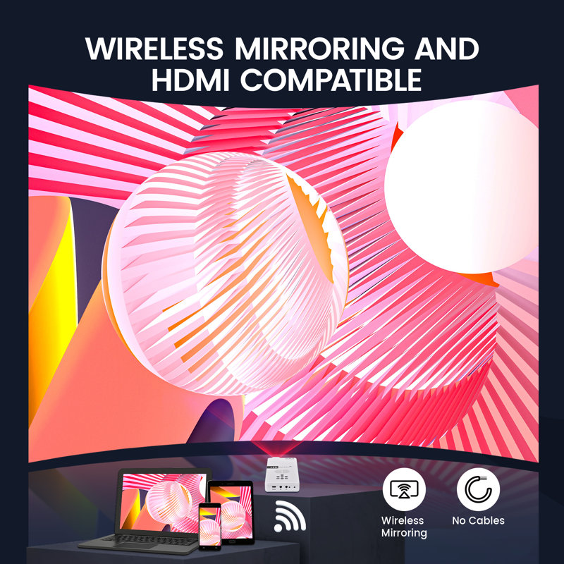 AAXA LED Pico+ MAX Mini Projector, 2.7hr Battery, 1080P, Wireless Mirroring, Mini-HDMI, BT, SD/USB