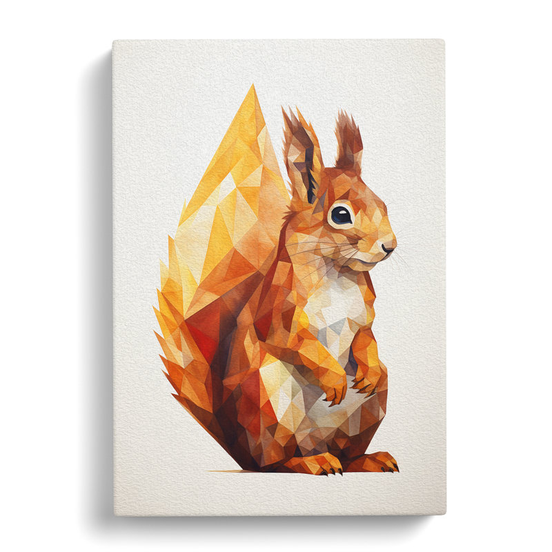 Squirrel Geometric - Wrapped Canvas, 60cm H x 40cm W x 3cm D