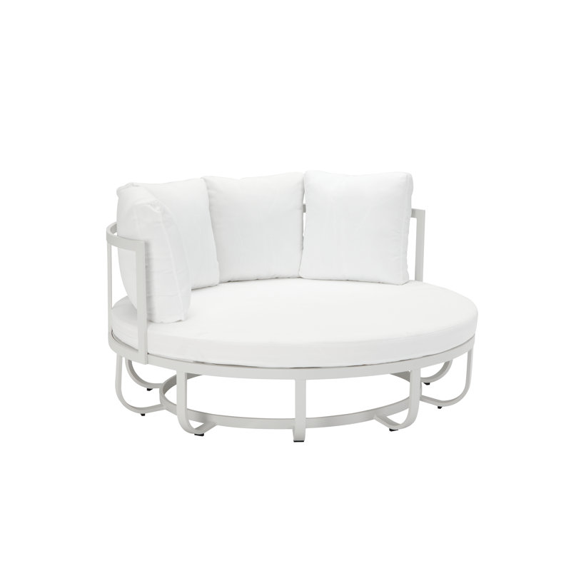Lit de jour d'extérieur en aluminium avec coussins Pangea Home Aella, Blanc
