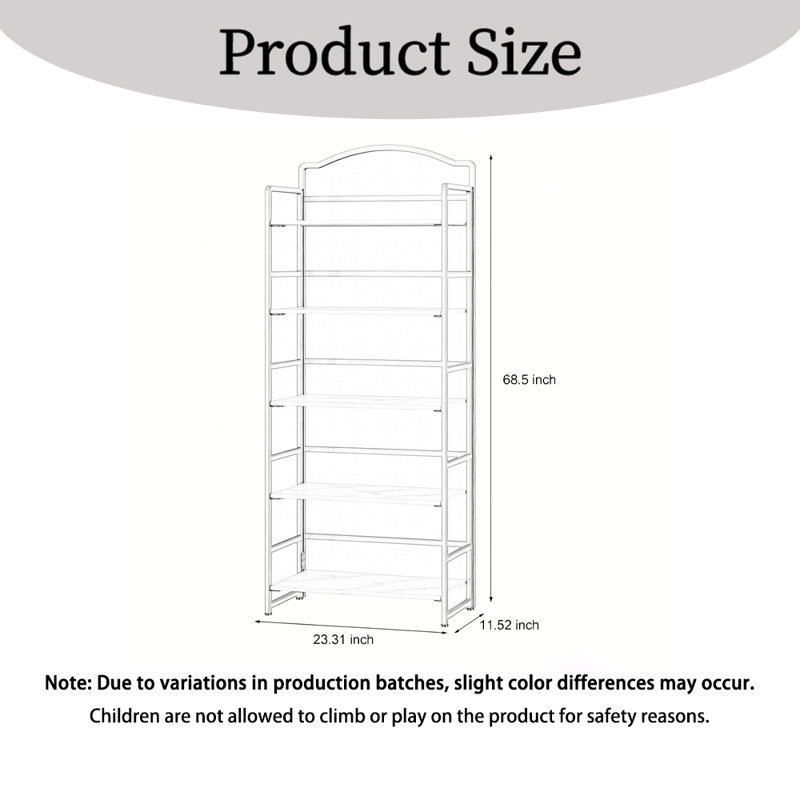 Bibliothèque pliante à 5 niveaux, bibliothèque pliable arquée pour le bureau de la chambre à coucher du salon, sans assemblage