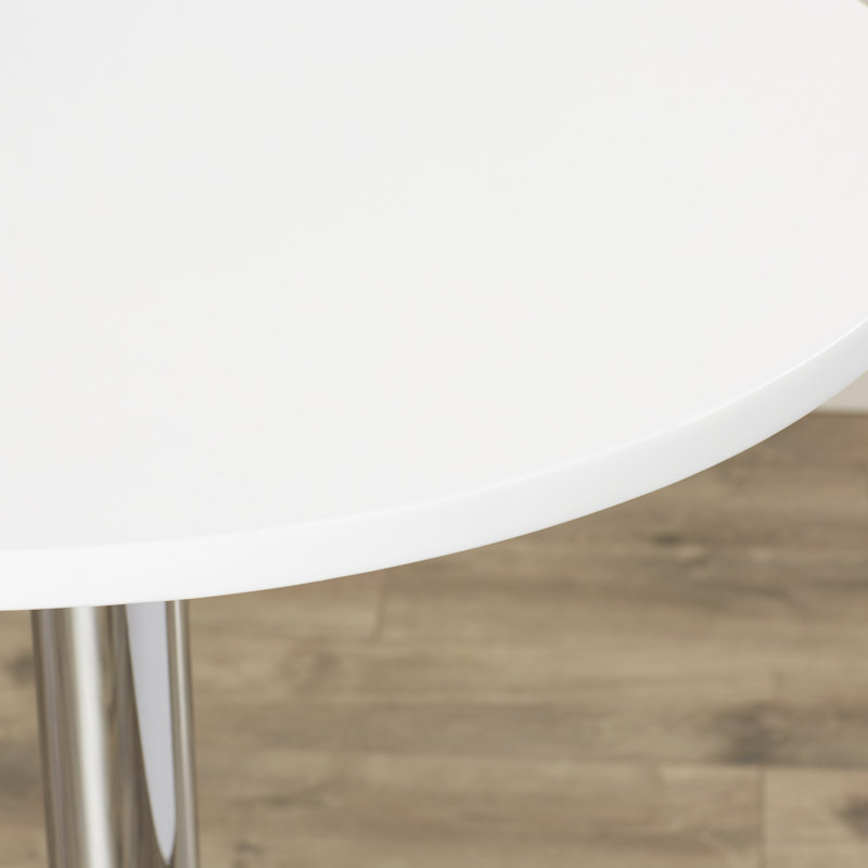 Aminia Height Adjustable (34"-42") Pedestal Pub Table, White