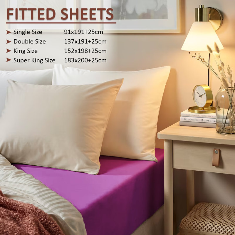 Kian-Scott Plain Weave / Muslin Fitted Sheet, Double (4'6), Lilac