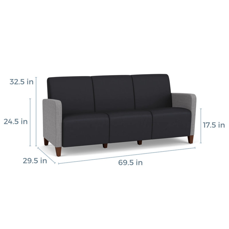 Fauteuil de réception 3 places Ravenna, Bois de noyer, Gris Chambray / noir Patriot Plus