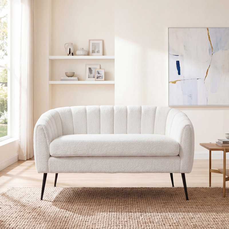 2 Seater Chenille Loveseat, Ivory
