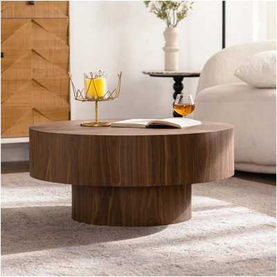 Table basse ronde en bois de 30,51 pouces pour table de salon noyer convenant à la chambre à coucher, au salon et au bureau