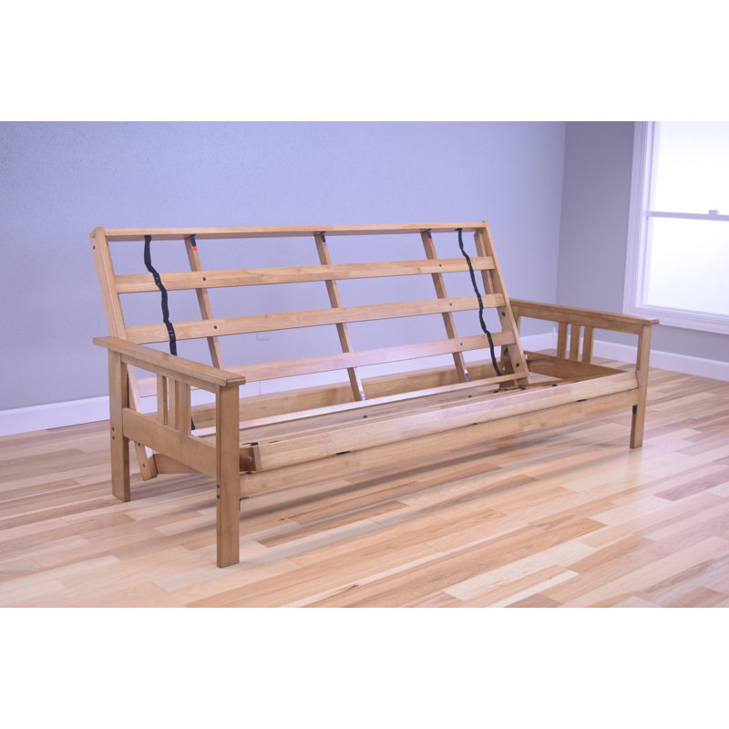 Structure de futon grand lit Stratford, matelas non inclus, Noyer cendré