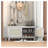 TREXM Boho Rattan Entryway Bench with Storage and Cushioned Seat, Beige and Gray Wash Finish-129231142