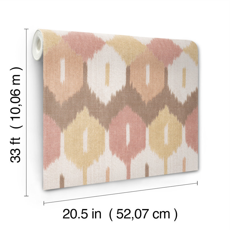Abilene Apricot Ikat Wallpaper, Orange