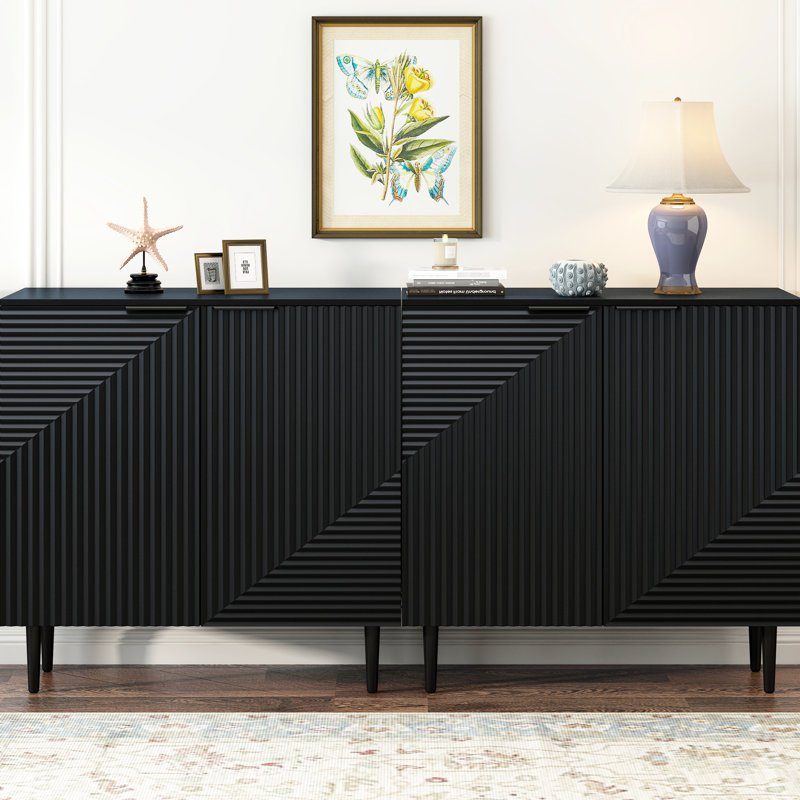 2 armoires de rangement minimalistes modernes - porte géométrique élégante, tablettes réglables, meuble télé spacieux avec motif de porte contemporain, tablettes, espace suffisant