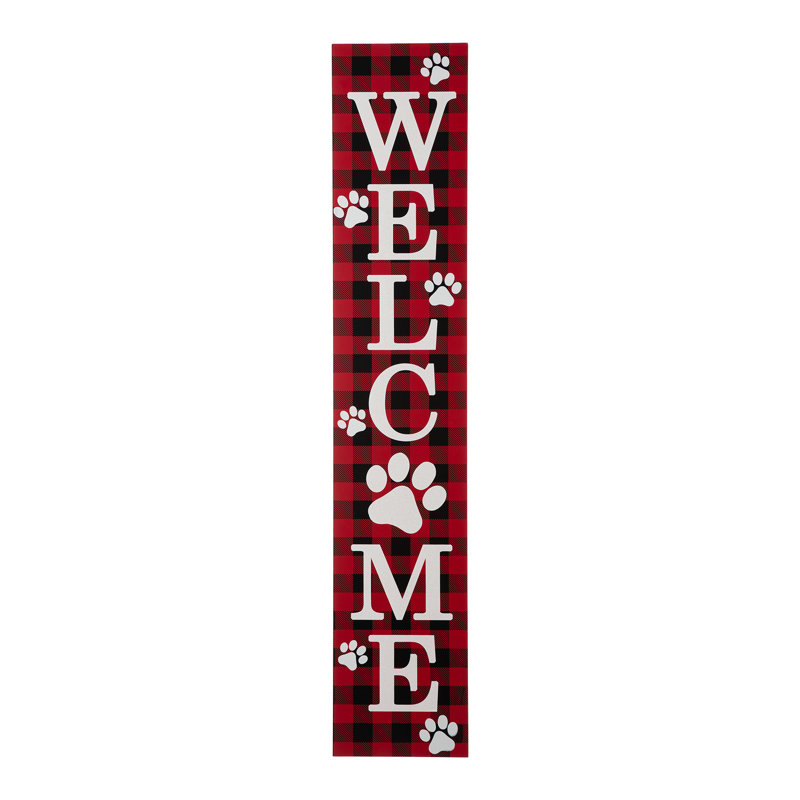 Enseigne de porche en bois pour animal de compagnie "WELCOME" Junno 42 "H
