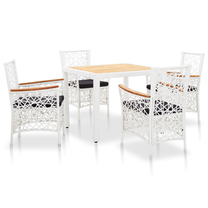 Ensemble de salle à manger pour 4 personnes Burkin, Blanc / brun, 5