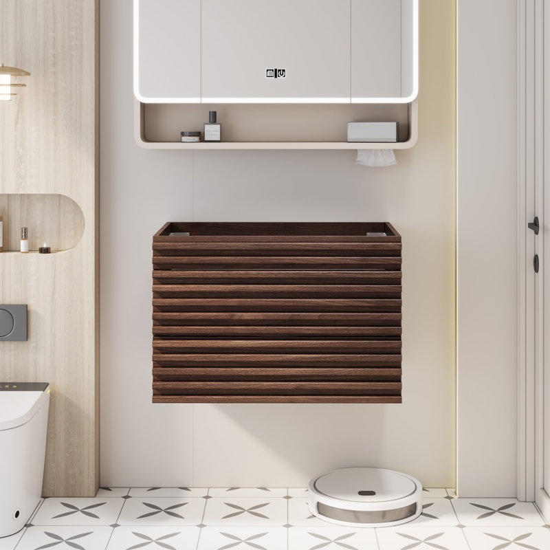 Base de meuble-lavabo mural simple 30 po, lavabo non inclus, Brun