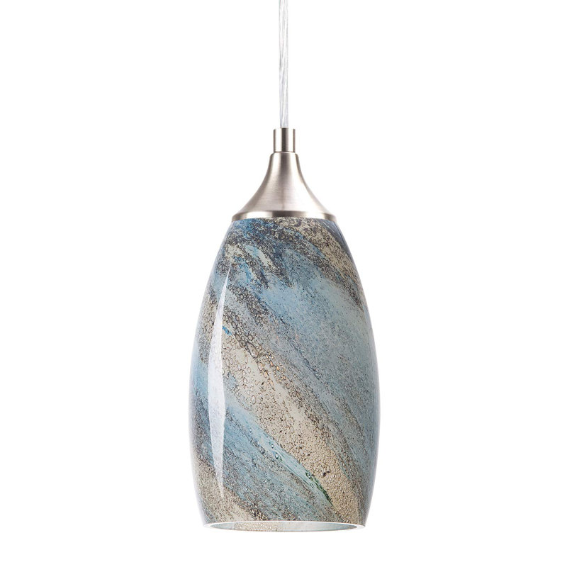 1-Light Pendant Light,Handcrafted Art Glass Hanging Light For Kitchen Island, With Adjustable Cord Mounted Fixture(Earth)
