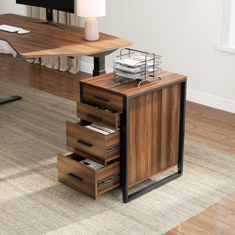 Chaseburg 16.85'' Wide 4 -Drawer File Cabinet, Black/Brown