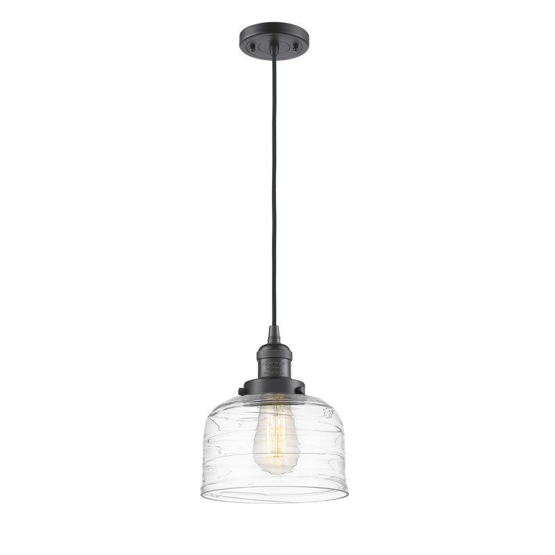 Luminaire suspendu en forme de cloche à 1 lumière Bolan, Bronze huilé