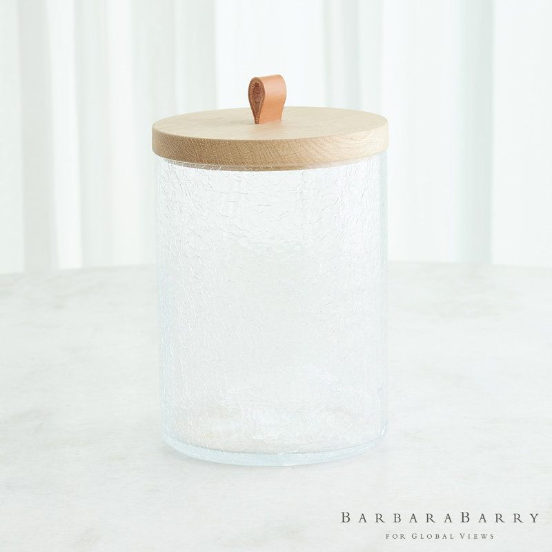 Crackle Glass Canister w/Lid, 89.6 oz