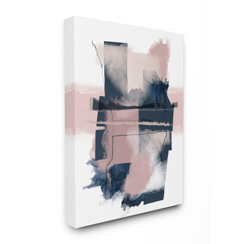 «Abstract Geometric», reproduction en rose, H 20 po x l 16 po x P 1,5 po, Toile tendue