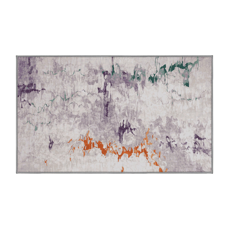 Tapis gris lavable à la machine, Rectangle 6 pi x 9 pi