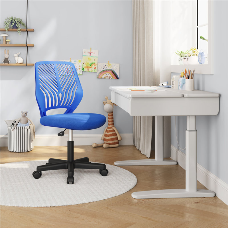 Rubin Mid Back Armless Office Chair, Blue
