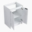 Meuble-lavabo autoportant de 72 po avec lavabo en résine et armoire à 1 côté, portes et tiroir à fermeture douce, blanc brillant, contreplaqué (emballage KD)