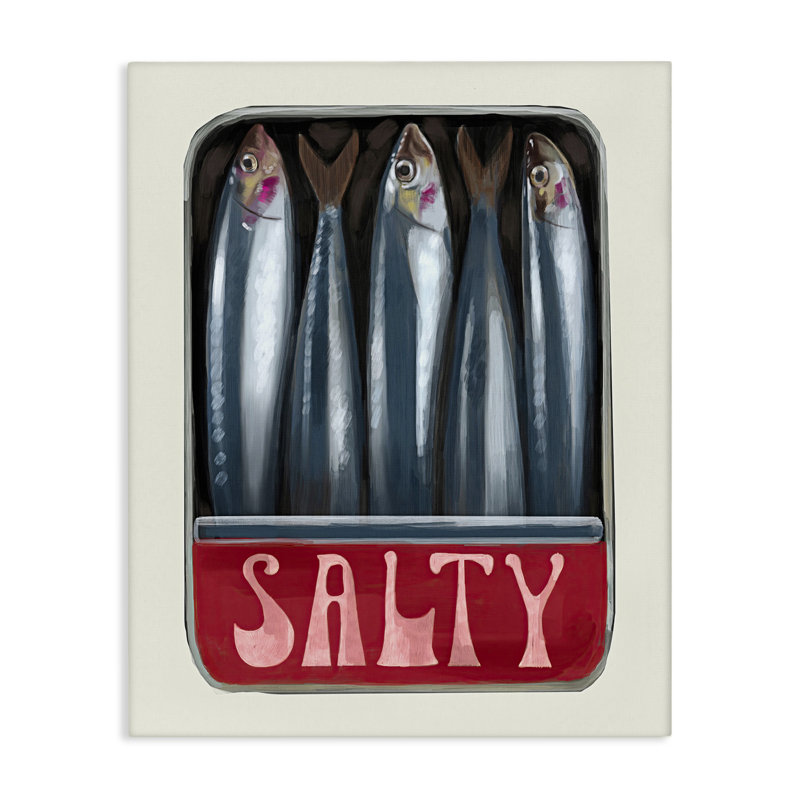 Art mural sur toile "Salty sardines can" par Daphne Polselli, H 20 po x l 16 po