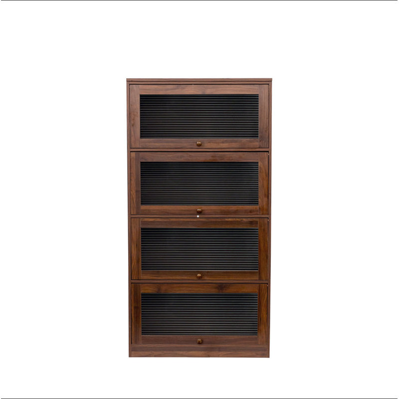 Bibliothèque contemporaine avec portes fermées en verre et armoire de rangement de bureau