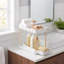 2 Tier Sliding Storage Rack w/ Hooks, Wooden Leg Under Sink Organiser-1262648872