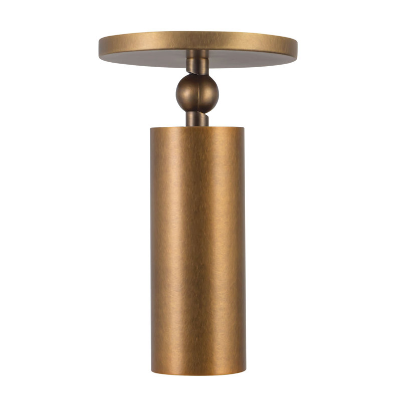 Mason 5-in Black dimmable LED Semi-Flush Mount, Antique Brass