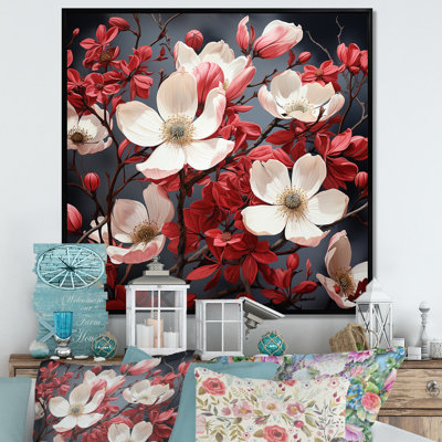 Tranquil White And Red Dogwood Flower I - Dogwood Wall Art