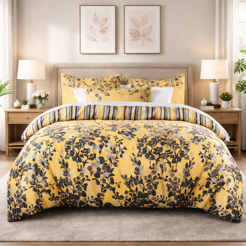 Microfiber Floral Duvet Cover Set, SINGLE