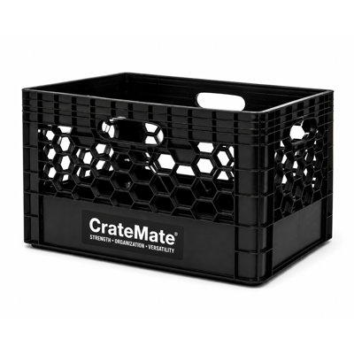 Heavy-Duty Black Milk Crates for Storage, Organization, & More - Versatile & Durable Stackable