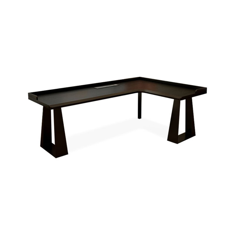 Bureau en bois massif noir en forme de L + fer, H 31,5 po x l 70,87 po x P 47,24 po, Retour à droite