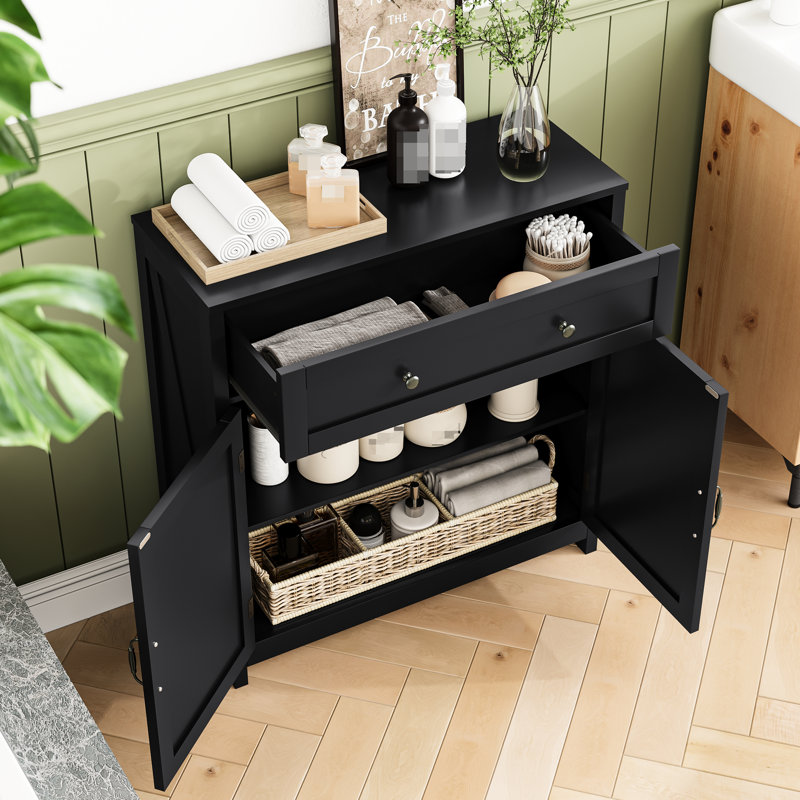 Entryway Storage Cabinet With Adjustable Shelf And Drawer In Black Kitchen