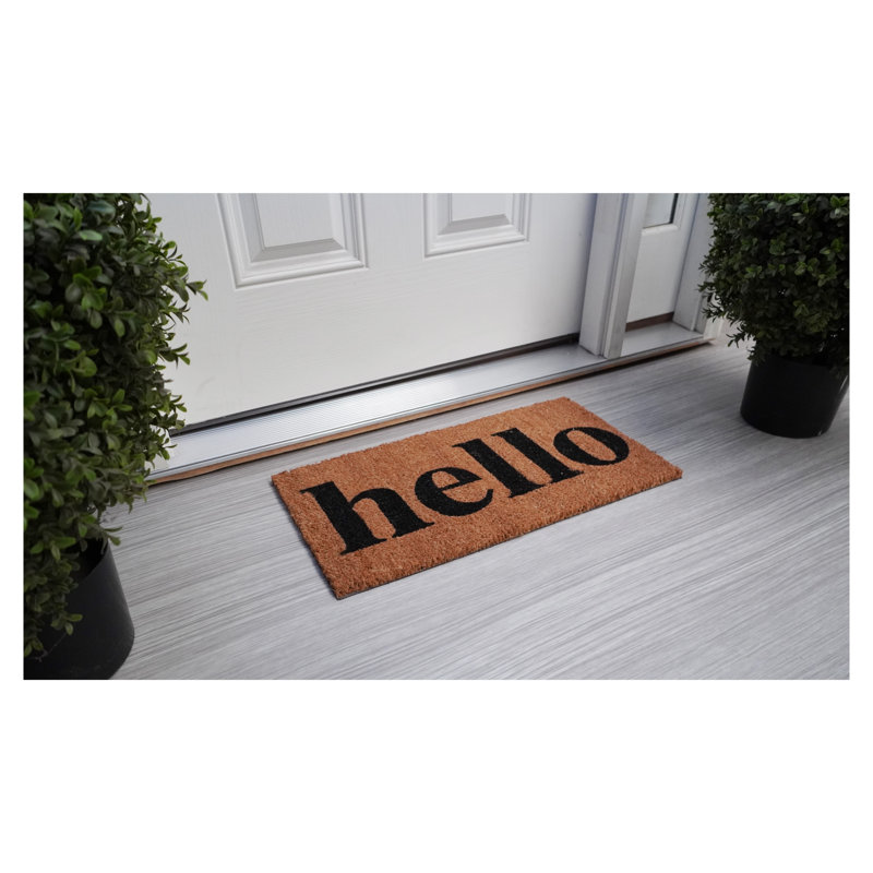 Paillasson Hello naturel / noir 12 po x 24 po, L 12 po x L 36 po