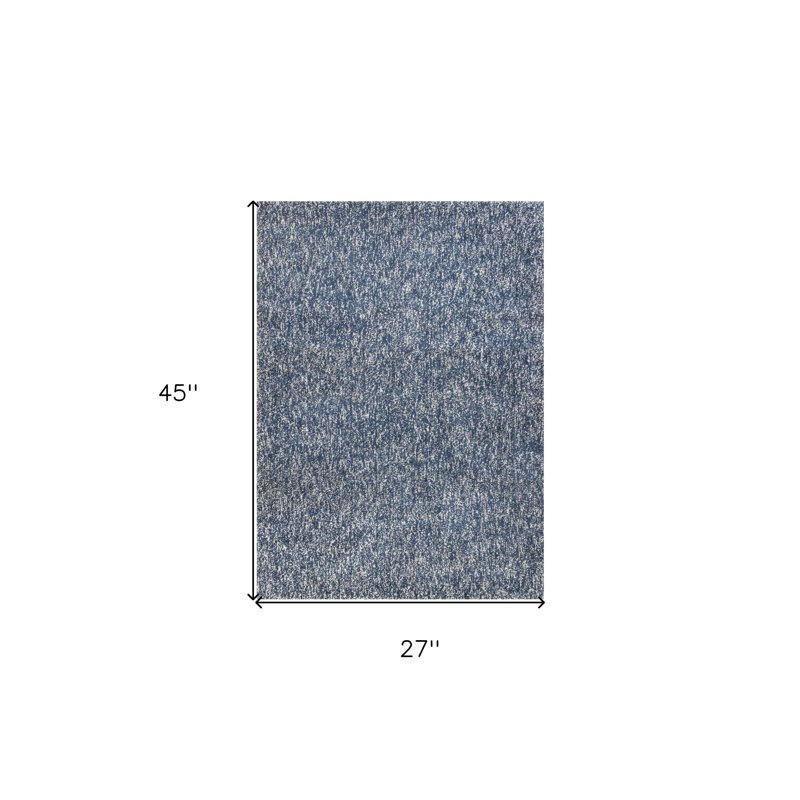 2' X 4' Indigo And Ivory Abstract Hand Woven Area Rug