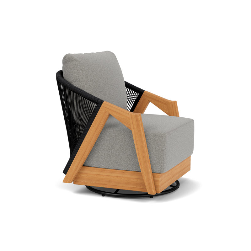 Alpine Outdoor Teak Swivel Armchair, Rumba Nickel