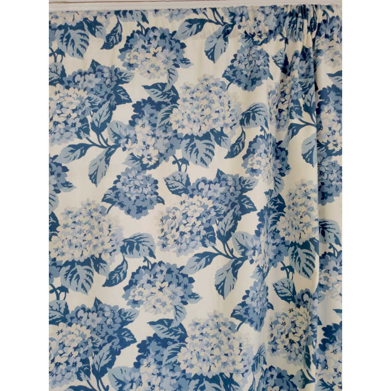 Hydrangea Cotton Blend Room Darkening Curtain Pair, 50" W x 84" L, Blue