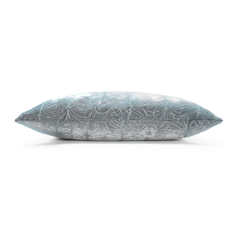 Peacock Feather Square Velvet Pillow Cover & Insert, Square 20", Harbor