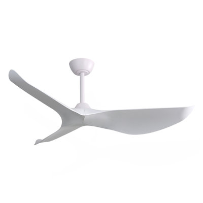 52 Inch Indoor Ceiling Fan Without Light, 6 Speeds Reversible DC Motor, 3 ABS Blade Ceiling Fan White For Bedroom