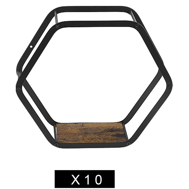 Adaobi Hexagon Floating Shelves Black Metal Hexagon Shelves